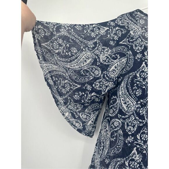 Knox Rose blue and white sheer short sleeve blouse size XS - Picture 8 of 8